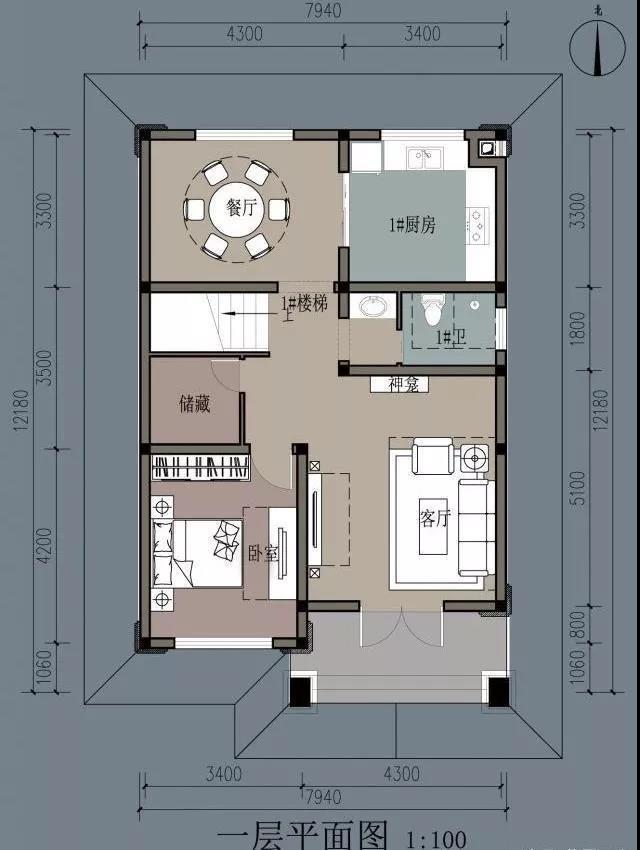 農(nóng)村蓋輕鋼別墅,戶型流行,外觀優(yōu)美!(圖5) 第二套戶型圖一