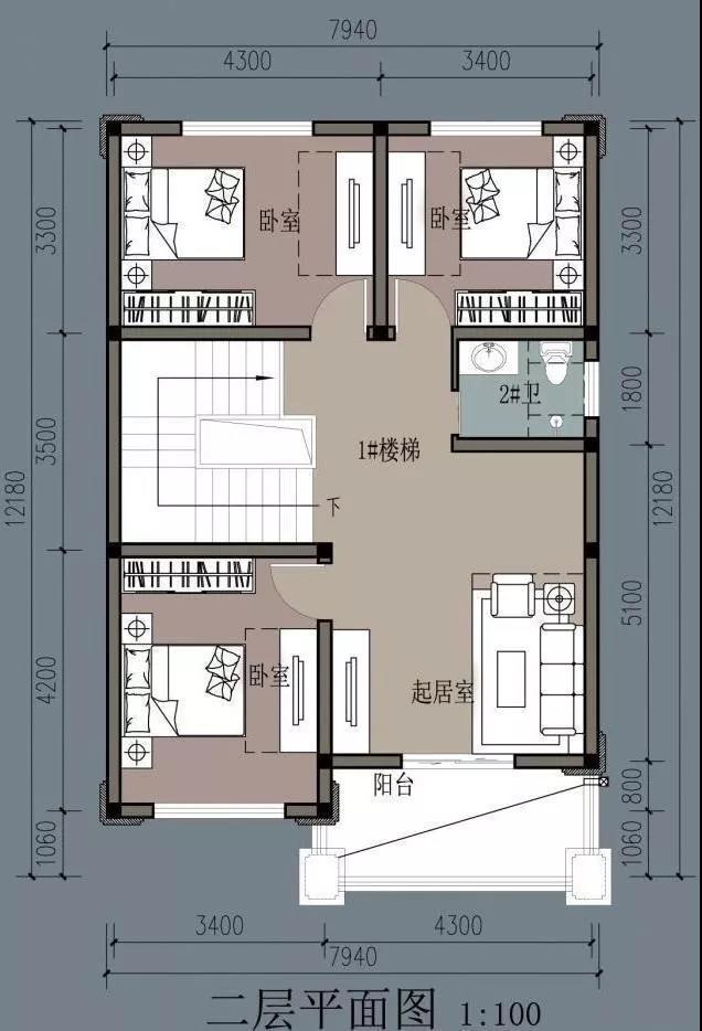 農(nóng)村蓋輕鋼別墅,戶型流行,外觀優(yōu)美!(圖3) 第一套圖二